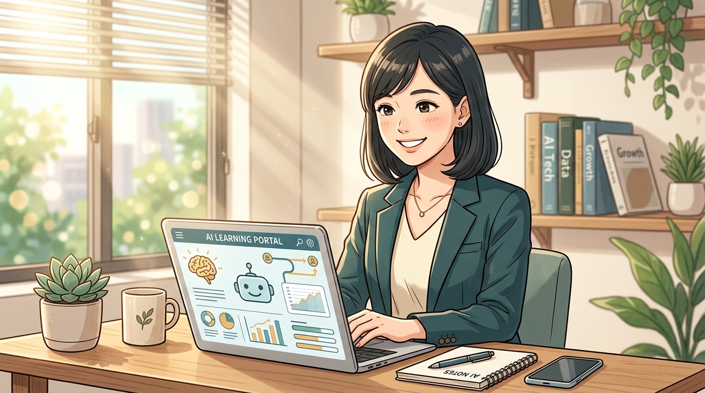 AI講座の正しい選び方を学び、ビジネスの成長を確信するビジネスパーソン
