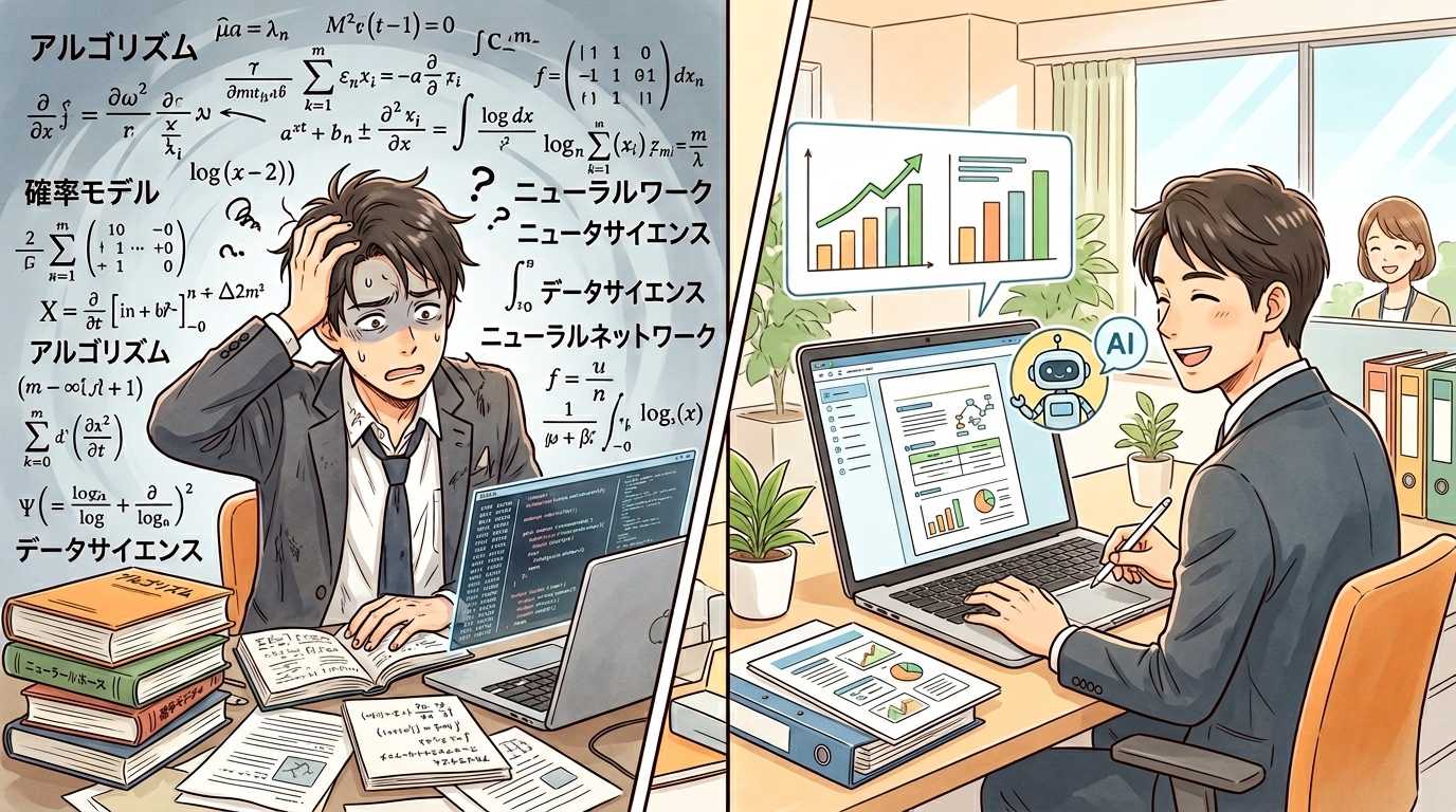 独学や他社スクールと徹底比較し、最も成果が出るAI講座を確信を持って選ぶイメージ