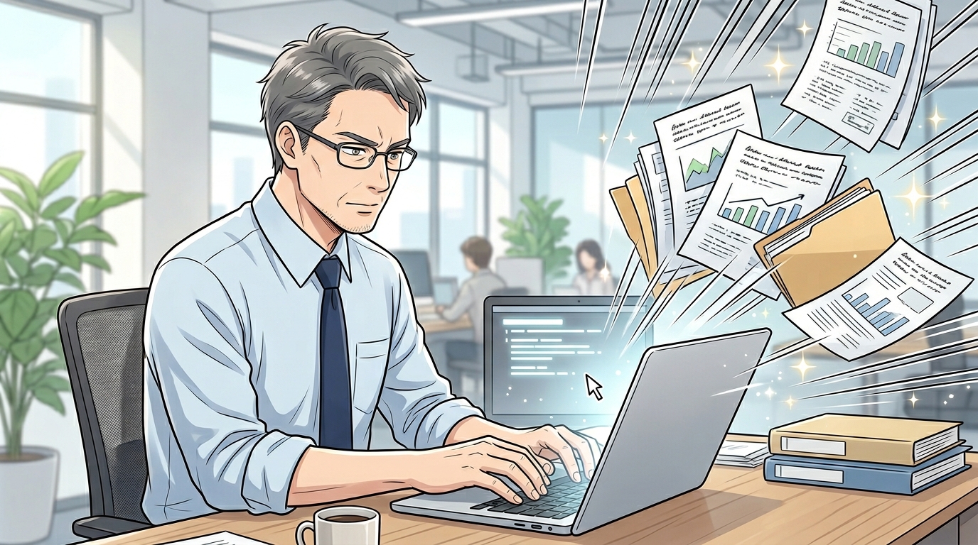 AI講座の受講費用と、それによって得られる莫大な時間的リターンを天秤にかけて納得するイメージ